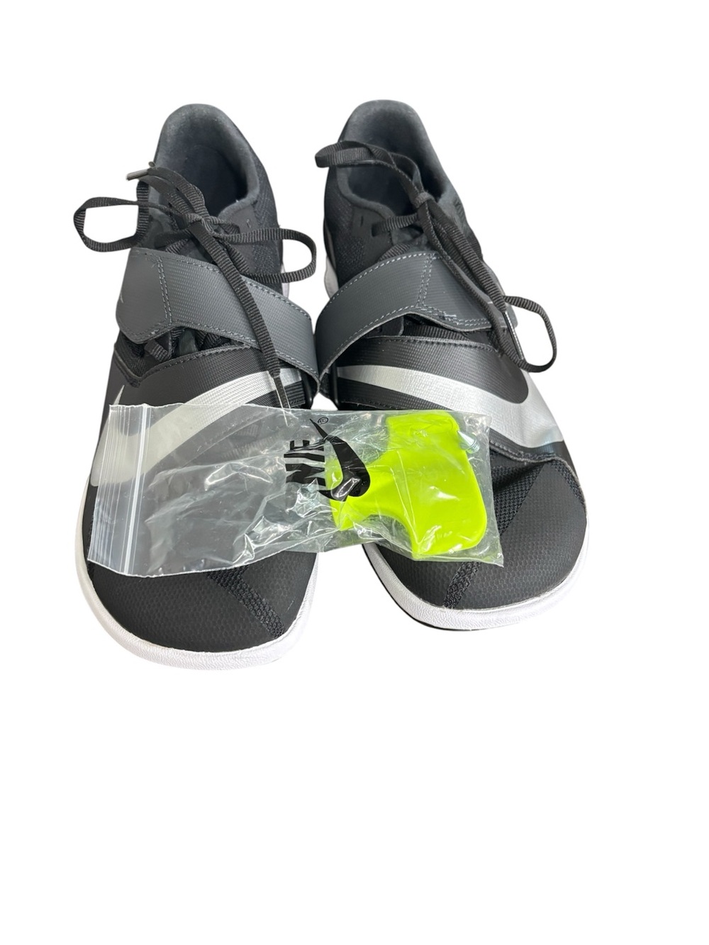 Nike Black, Gray & White Youth Athletic Sneakers with Neon Yellow Tag‎